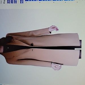 Aprsfn Camel elegant mid length slim fit wool blend coat 1 button Large New…